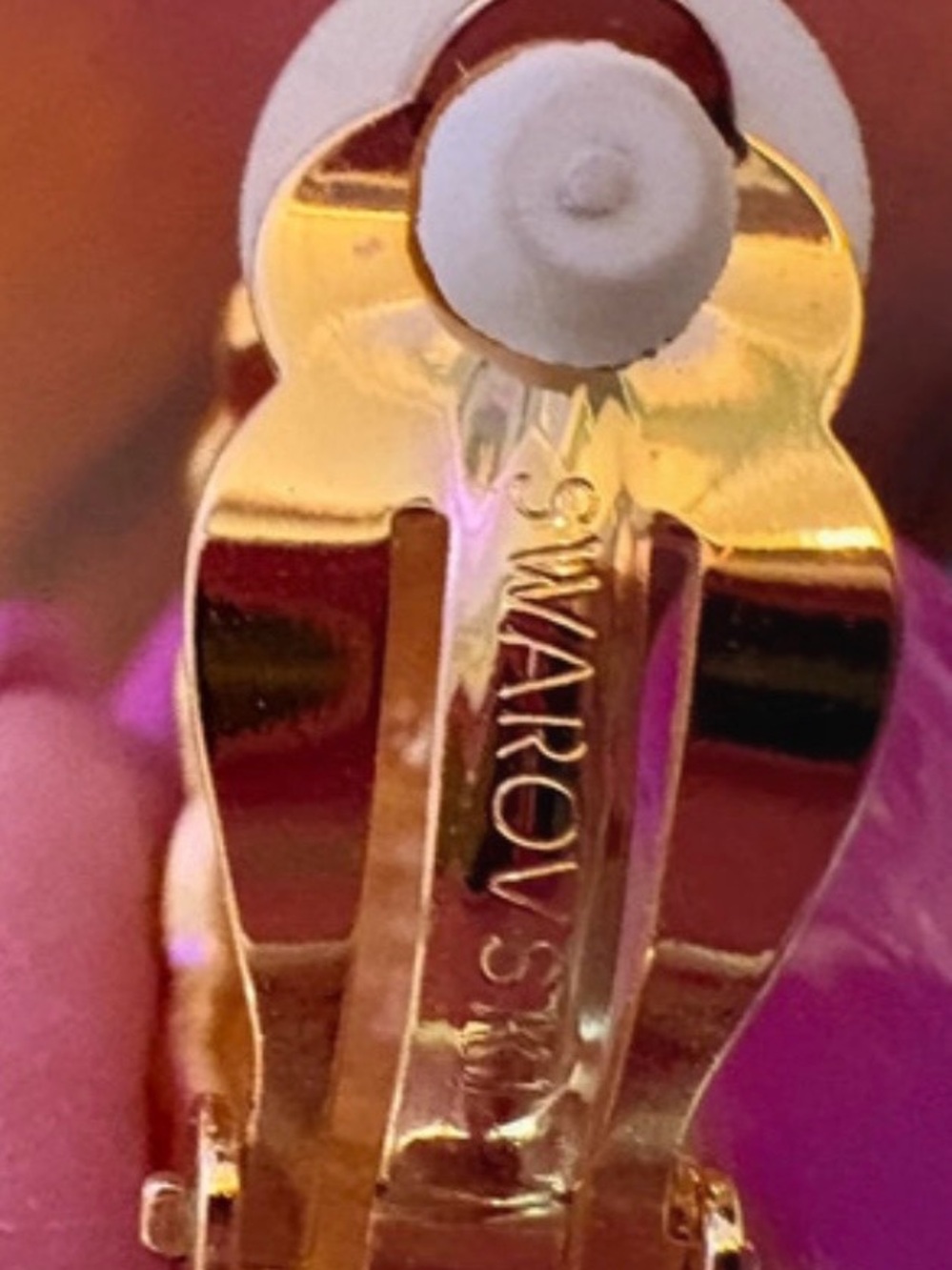 Swarovski Gold Tone Clip-On Earring with Pink Accent
